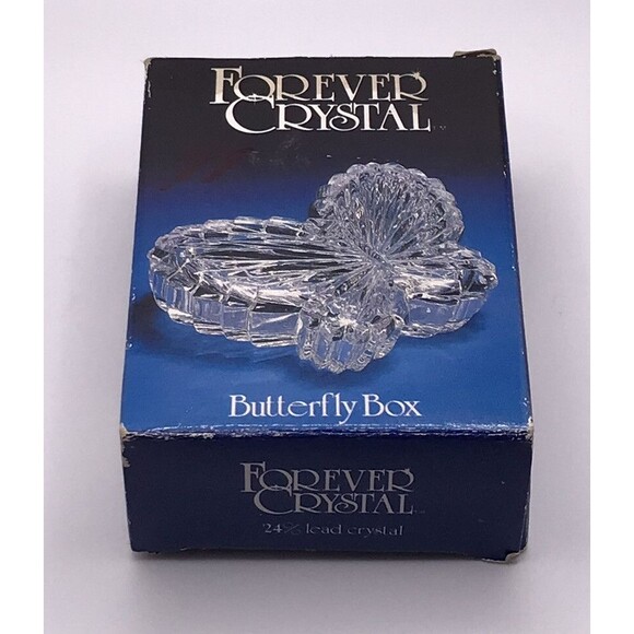 Forever Crystal Butterfly Trinket Box 24% Lead Crystal Rings Necklaces Earrings - Picture 2 of 9